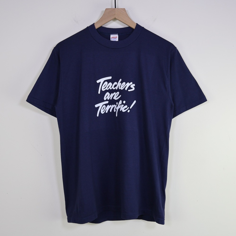 Vintage 90s Teachers Are Terrific T-Shirt Large Jerzees Navy Single Stitch‎ USA